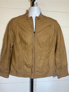 Women’s Tan Zip-Front Casual Jacket